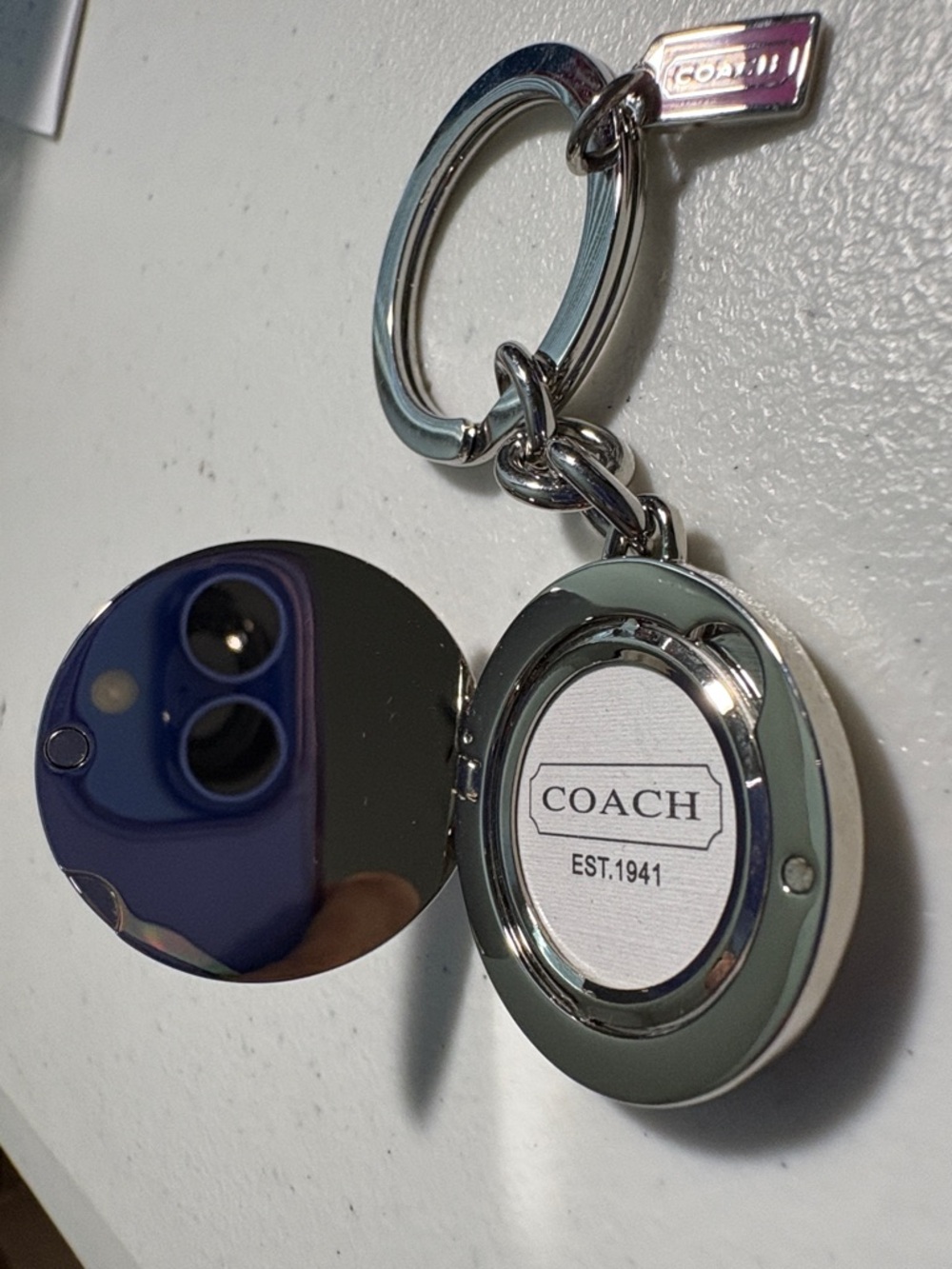 Coach Poppy Purple Enamel Heart LOCKET Key Ring EUC - Picture 4 of 6